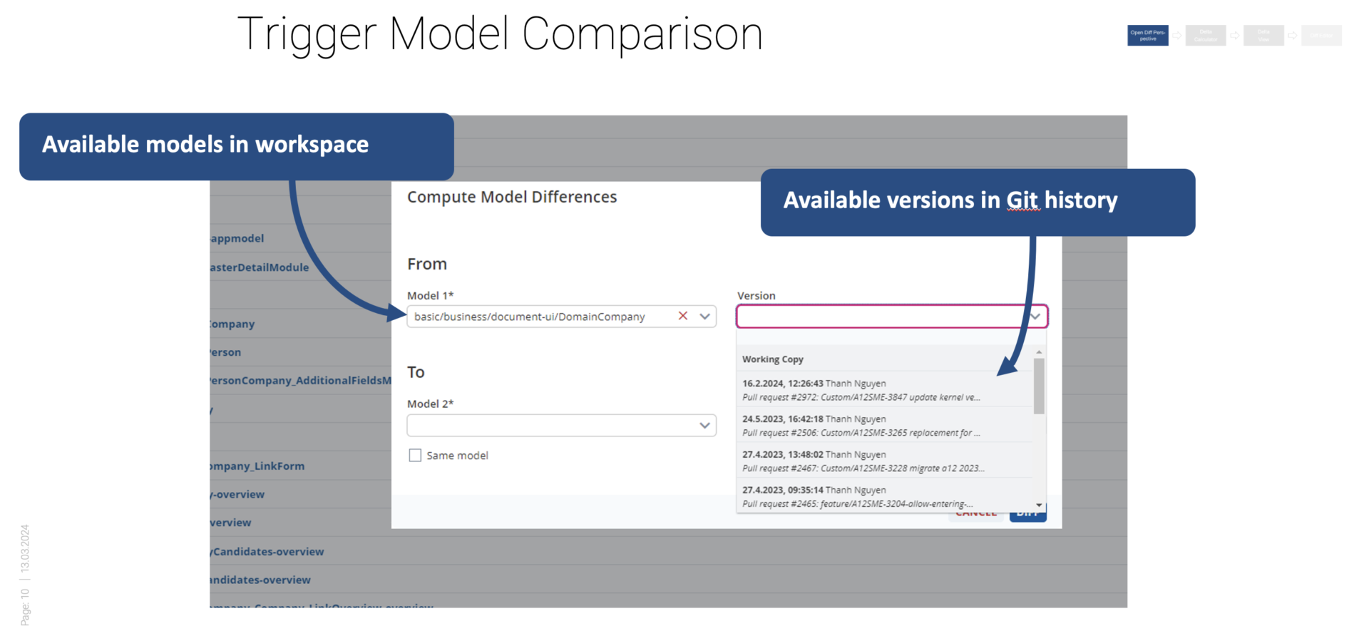 Model-driven software development: Visualize differences between model ...